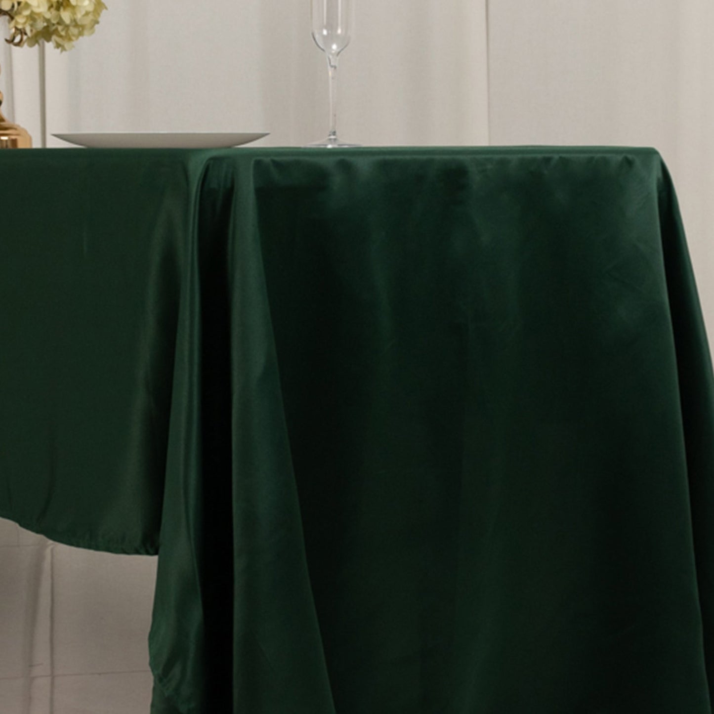 Lamour Satin 60"x126" Rectangle Tablecloth Hunter Emerald Green - Soft & Silk-Like Table Cover