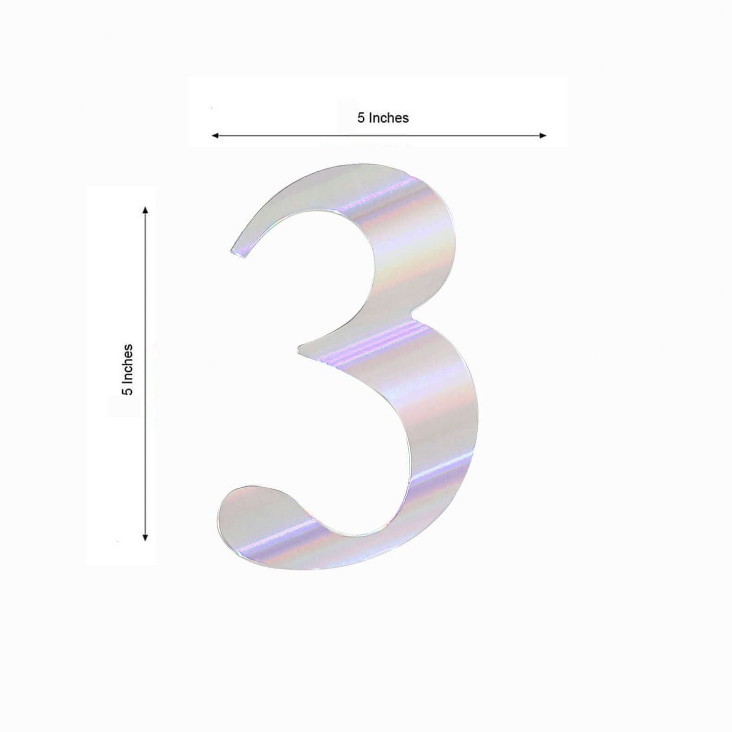 4-Pack Stickers Banner Custom 0-9 Number "3" Design Iridescent - Milestone Age and Date Stick-On Numbers 5"