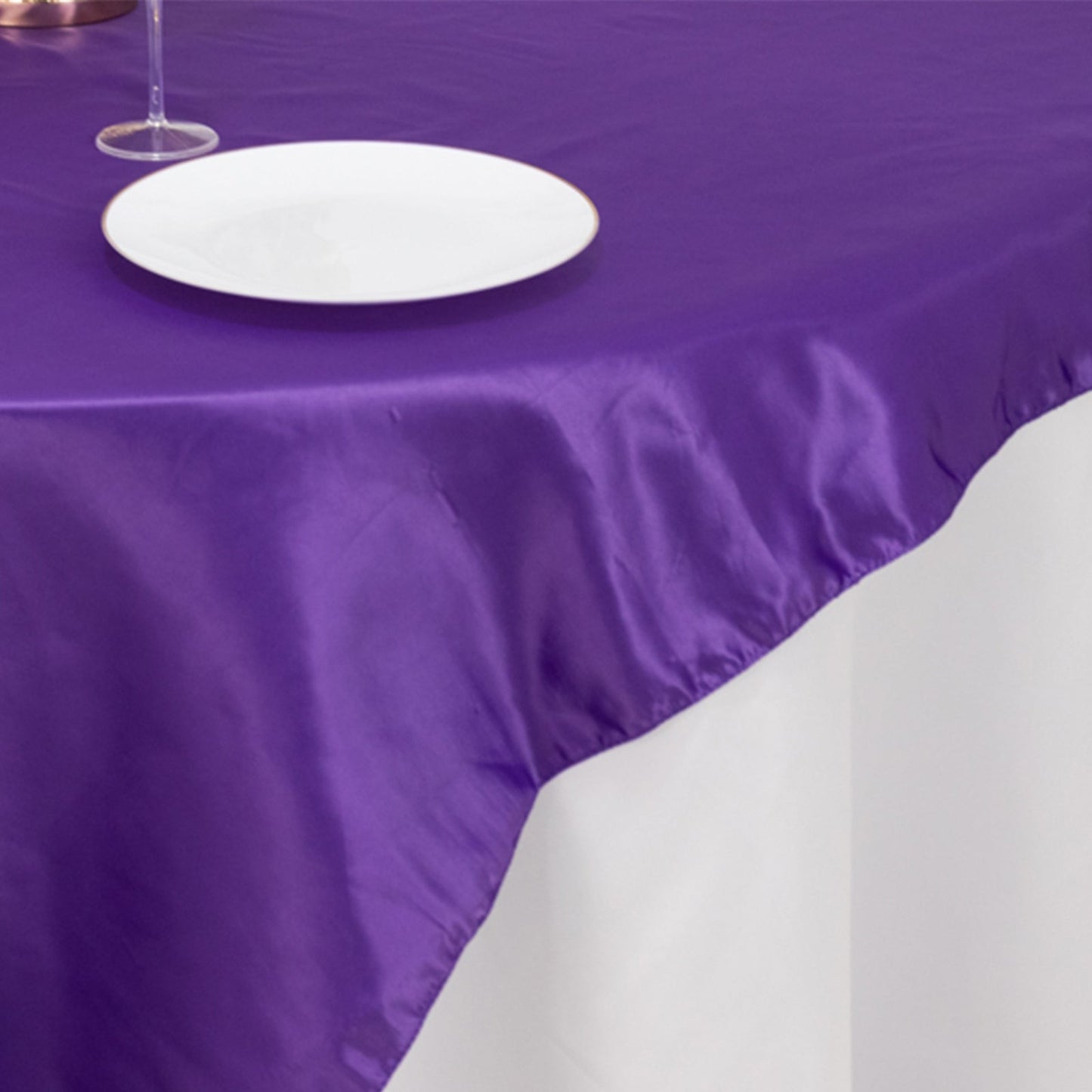 Lamour Satin 72"x72" Table Overlay Square Tablecloth Purple - Smooth Finish Table Topper