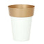 2-Pack Flower Plant Pots Medium Design White with Gold Rim - Plastic Indoor Decorative Planters 6"