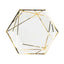 25-Pack Paper 7" Hexagon Dessert Plates in White with Gold Geometric Lines & Rim - Stylish Disposable Geometric 300GSM Appetizer Salad Plates for Events & Banquets
