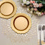 10-Pack Plastic 8" Round Dessert Plates in Gold with Gold Scalloped Rim - Disposable Appetizer/Salad Plates