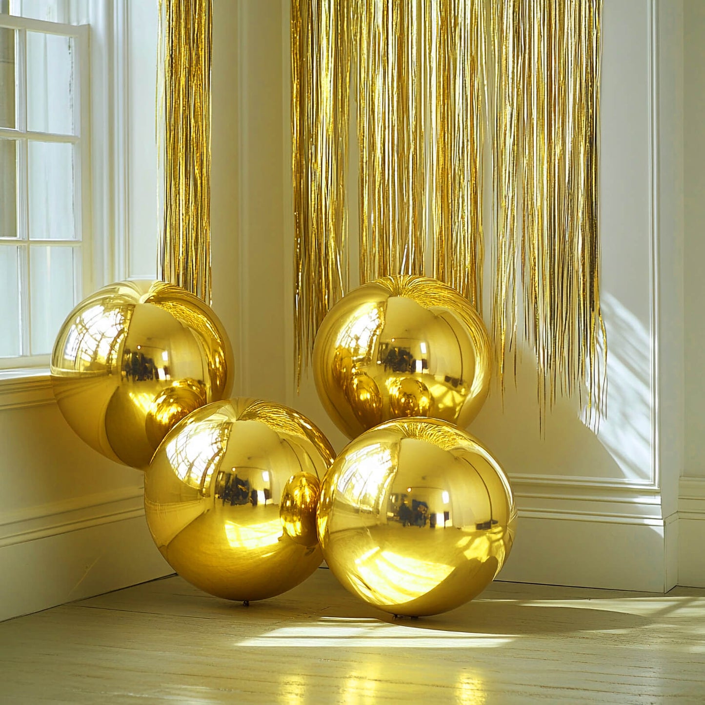 4-Pack Metallic Gold Sphere Balloons, 39" Orbz Mylar Balloons Helium or Air-Filled Party Supplies