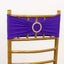 5 Pack Spandex Chair Sashes Purple with Gold Rhinestone Buckles - Reusable Four-Way Stretch Sash Bands 5"x14"