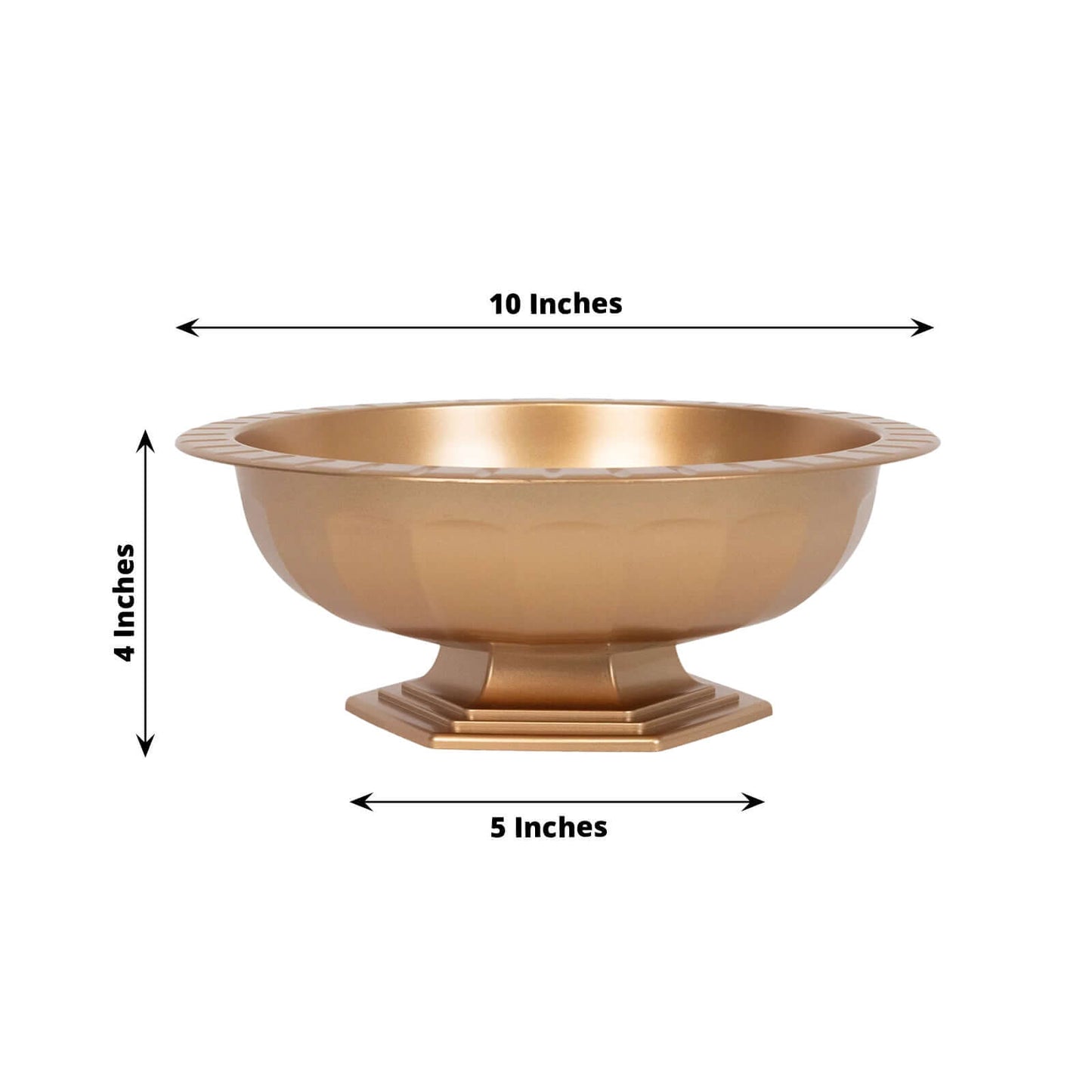 3-Pack Plastic Footed Compote Bowl Flower Vases Roman Style Gold - Round Decorative Pedestal Table Centerpieces 10"