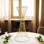 36" Tall Gold Metal Wire Hourglass Flower Frame Stand, Open Frame Reversible Trumpet Centerpiece Stand