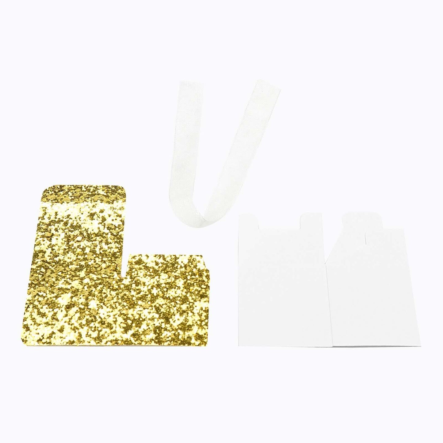25 Pack 2" Gold Sequin Glitter Party Favor Boxes With White Ribbon Loop, Wedding Favor Gift Boxes, Candy Cases
