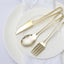 24-Pack Plastic Utensil Set with Modern Hollow Handle Design Gold - Disposable Silverware 7" for Parties