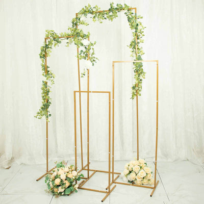 Set of 4 Gold Metal Frame Wedding Arch, Rectangular Backdrop Stand, Floral Display Frame - 3.5ft, 4.5ft, 5.5ft, 6.5ft
