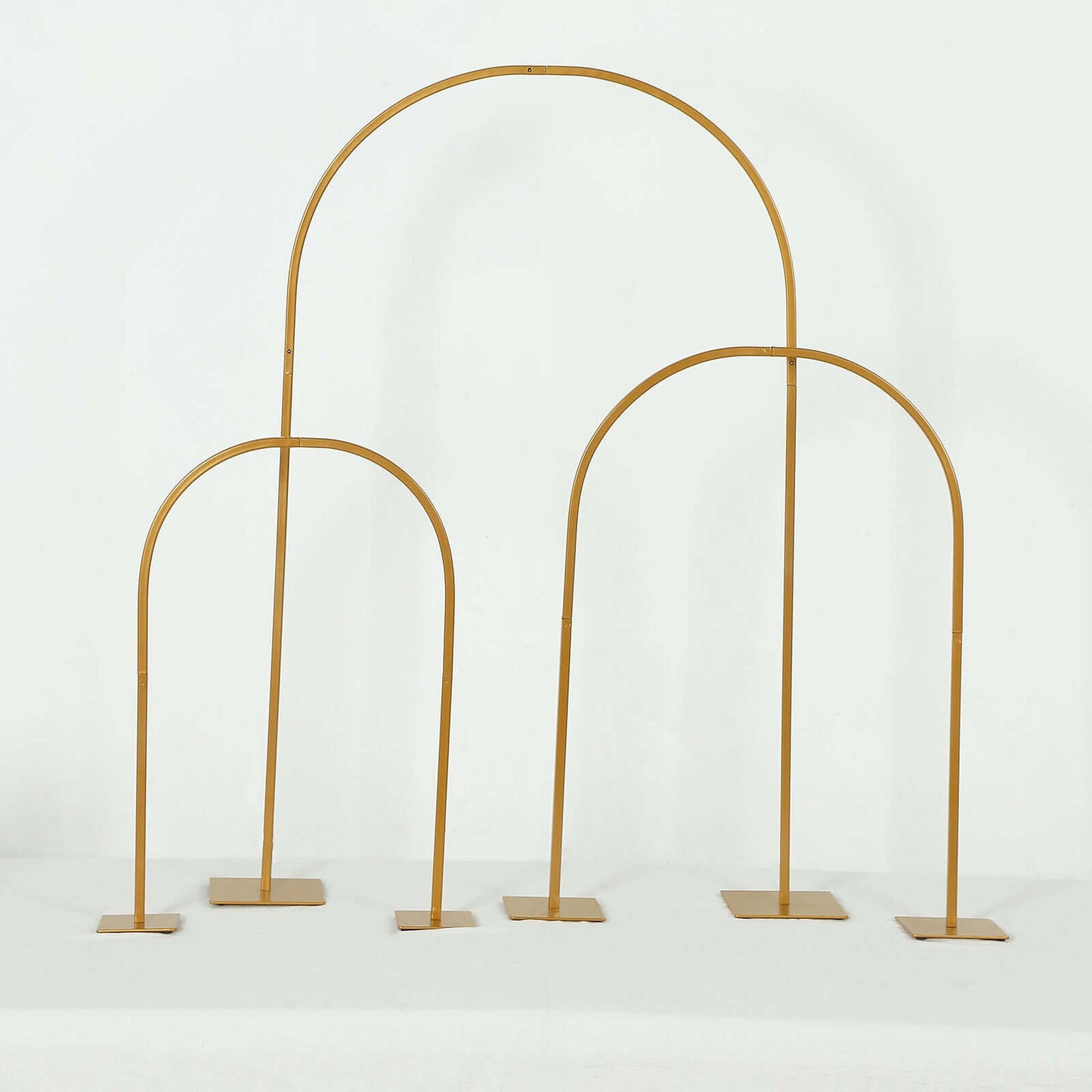 Set of 3 Chiara Arch Table Centerpieces Gold Metal - Detachable Flower Stand Frame for Weddings 20", 23", 35"