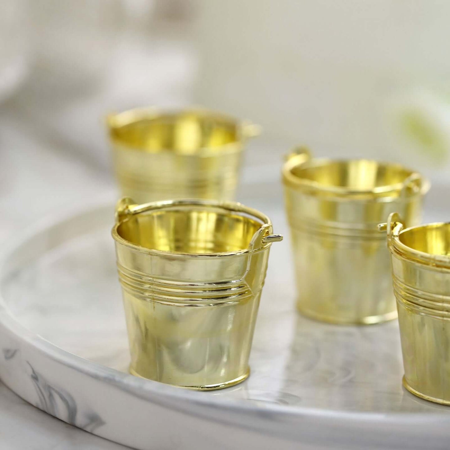 12 Pack 2" Gold Mini Planter Treat Party Favor Boxes, Small Pail Bucket Candy Container Gift Boxes