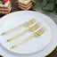 24-Pack Plastic Dessert Forks with Roman Column Handle Gold - European Style Disposable Utensils 6"