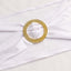 5 Pack Spandex Chair Sashes White with Gold Rhinestone Buckles - Reusable Four-Way Stretch Sash Bands for Classy & Effortless Wedding & Party Decor 5"x14"