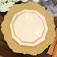 25-Pack Paper 7" Decagon Appetizer Plates in Beige with Gold Foil Rim