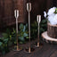 Set of 3 Taper Candle Stands Gold Metal Decorative Round Base Design - Wedding Table Accents 9", 10", 13"