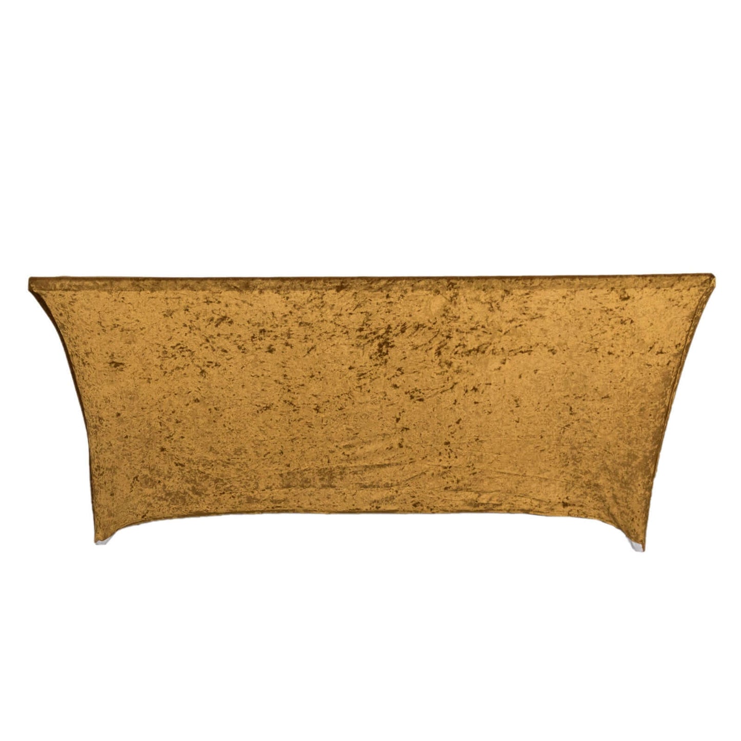 Crushed Velvet Fitted Rectangular 6ft Table Cover Gold - Wrinkle-Free Stretchy Tablecloth
