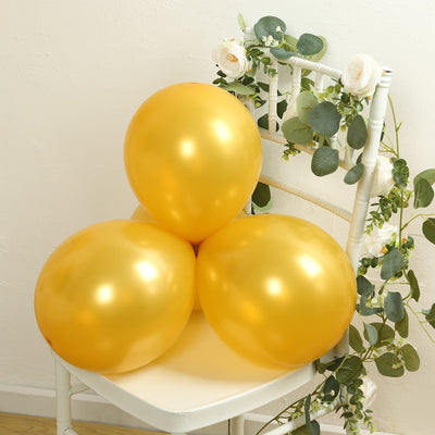 50 Pack Gold Biodegradable Balloons, 12" Thickened Extra Strong Eco-friendly Latex Helium Party Balloons