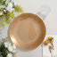 10-Pack Plastic 10" Round Dinner Plates in Gold with Gold Rim - Glossy Disposable Party Plates