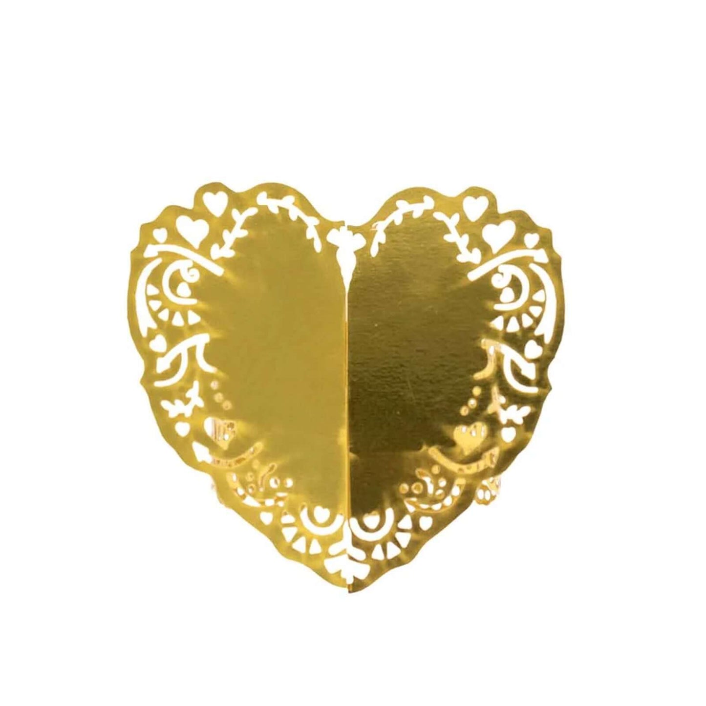 12 Pack Metallic Gold Foil Laser Cut Heart Paper Napkin Holders with Lace Pattern, Disposable Napkin Rings Bands