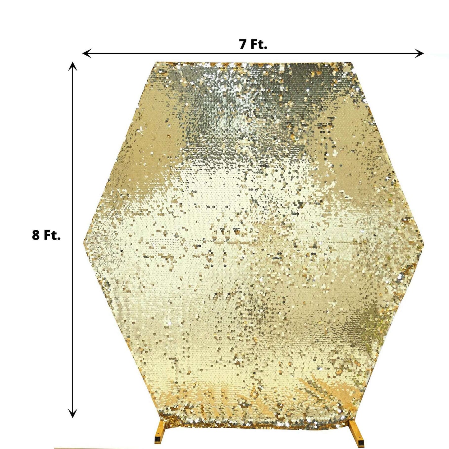 8ftx7ft Champagne Big Payette Sequin Sparkly Hexagon Backdrop Stand Cover
