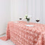 Satin 90"x132" Rectangle Tablecloth Dusty Rose - Grandiose 3D Rosette Seamless Table Cover