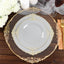 10-Pack Plastic 10" Round Dinner Plates in Gray with Gold Leaf Embossed Rim - Disposable Vintage Baroque Style Plates