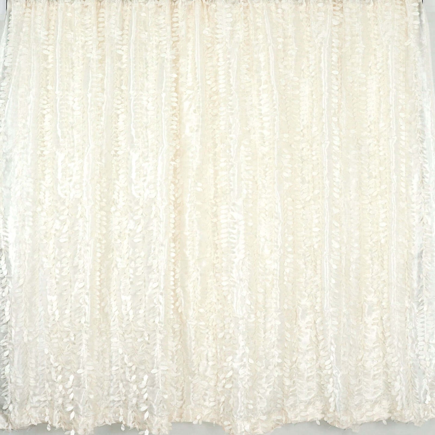 8ftx8ft Ivory 3D Leaf Petal Taffeta Event Curtain Drapes, Backdrop Event Panel With Rod Pocket