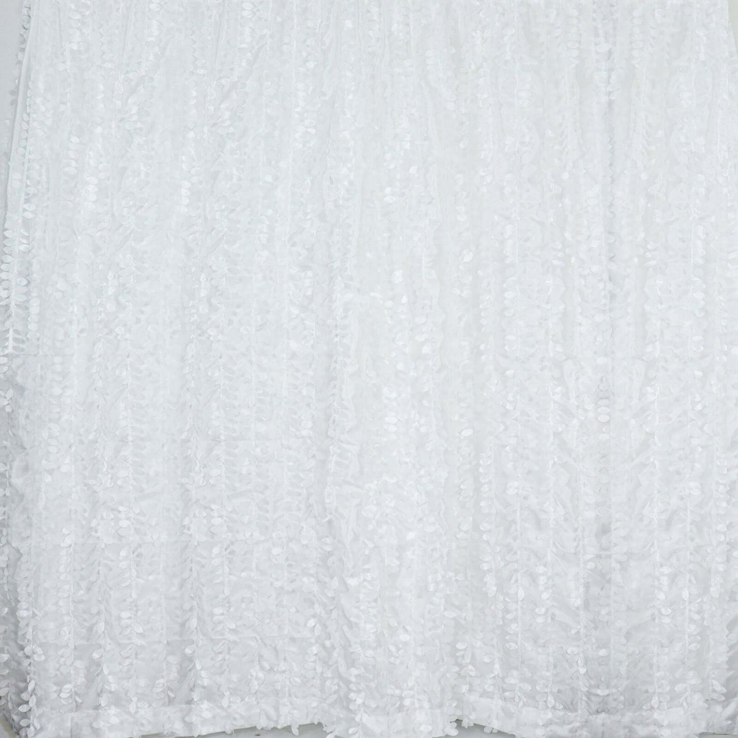 8ftx8ft White 3D Leaf Petal Taffeta Event Curtain Drapes, Backdrop Event Panel With Rod Pocket