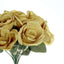 12" Gold Artificial Velvet-Like Fabric Rose Flower Bouquet Bush