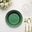 25-Pack Paper 8" Round Dessert Plates in Hunter Emerald Green Sunray Design with Gold Rim - Disposable Heavy Duty 350GSM Appetizer Salad Plates