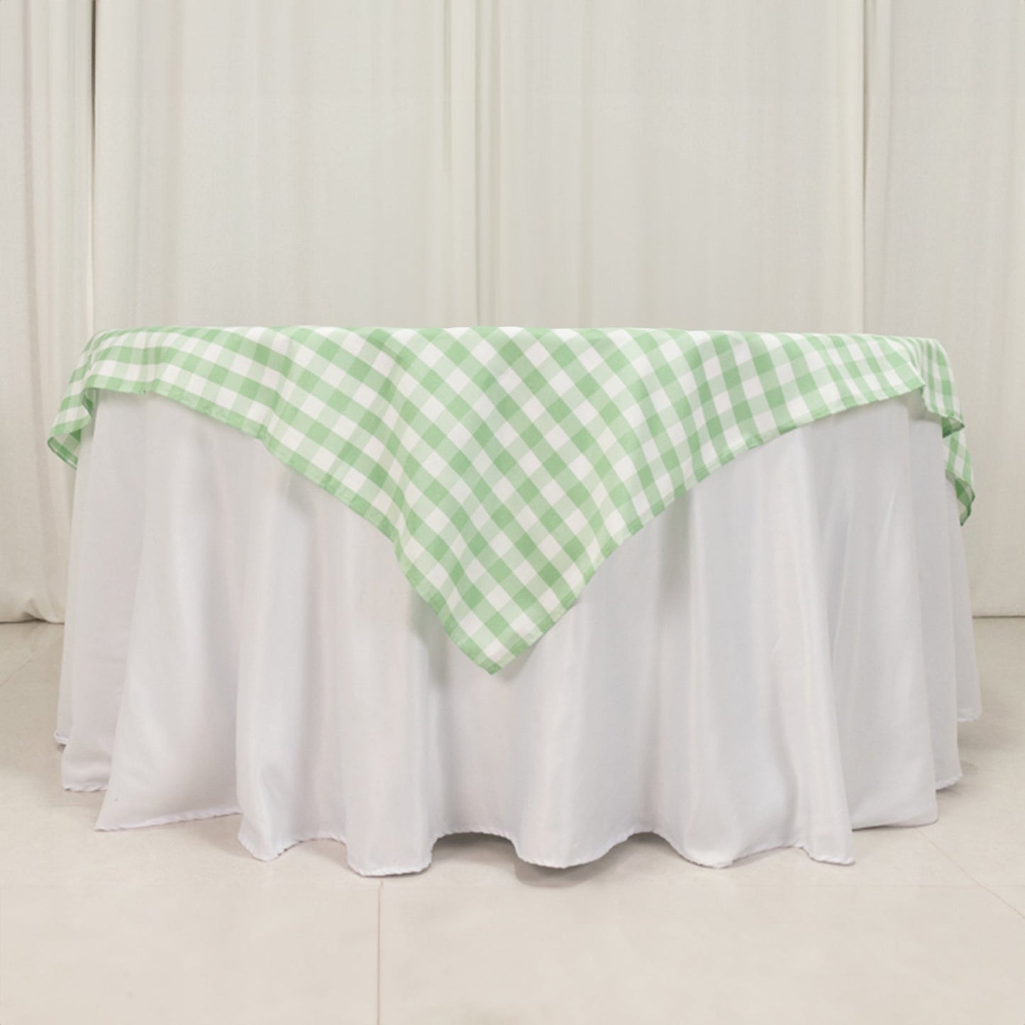Polyester 70"x70" Table Overlay Square Tablecloth White/Sage Green - Checkered Buffalo Plaid Table Topper