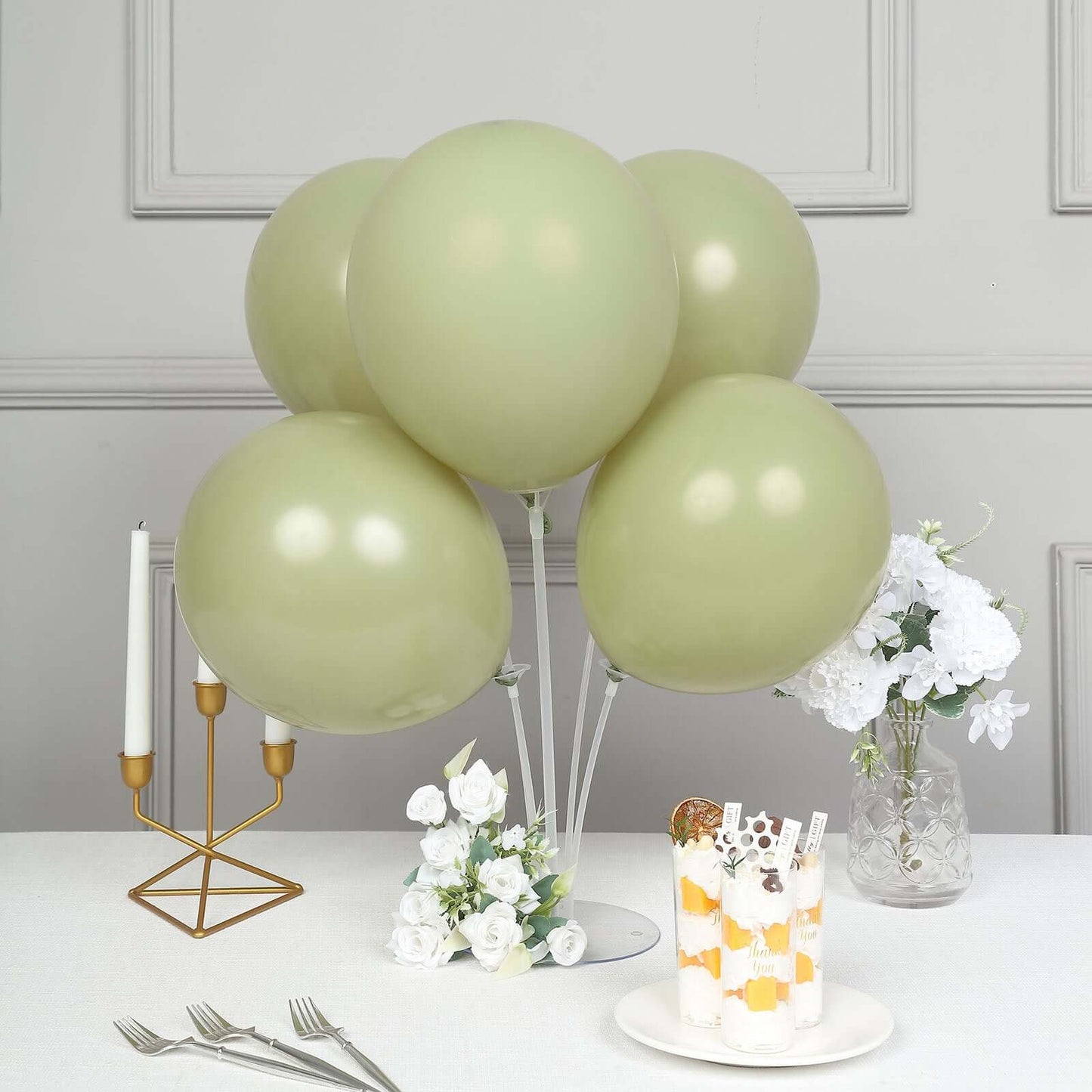 25 Pack 12" Matte Pastel Olive Green Helium Air Latex Party Balloons