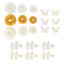 Set of 21 Tissue Paper Flowers Pom Poms Decor Kit â€“ White Ivory 3D Chrysanth Floral Wall Decor with Butterflies & Olive Leaves - 8",10",12"