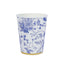 24 Pack Disposable Paper Cups in White Royal Blue French Toile Pattern with Gold Rim, Elegant Party Cups - 9oz