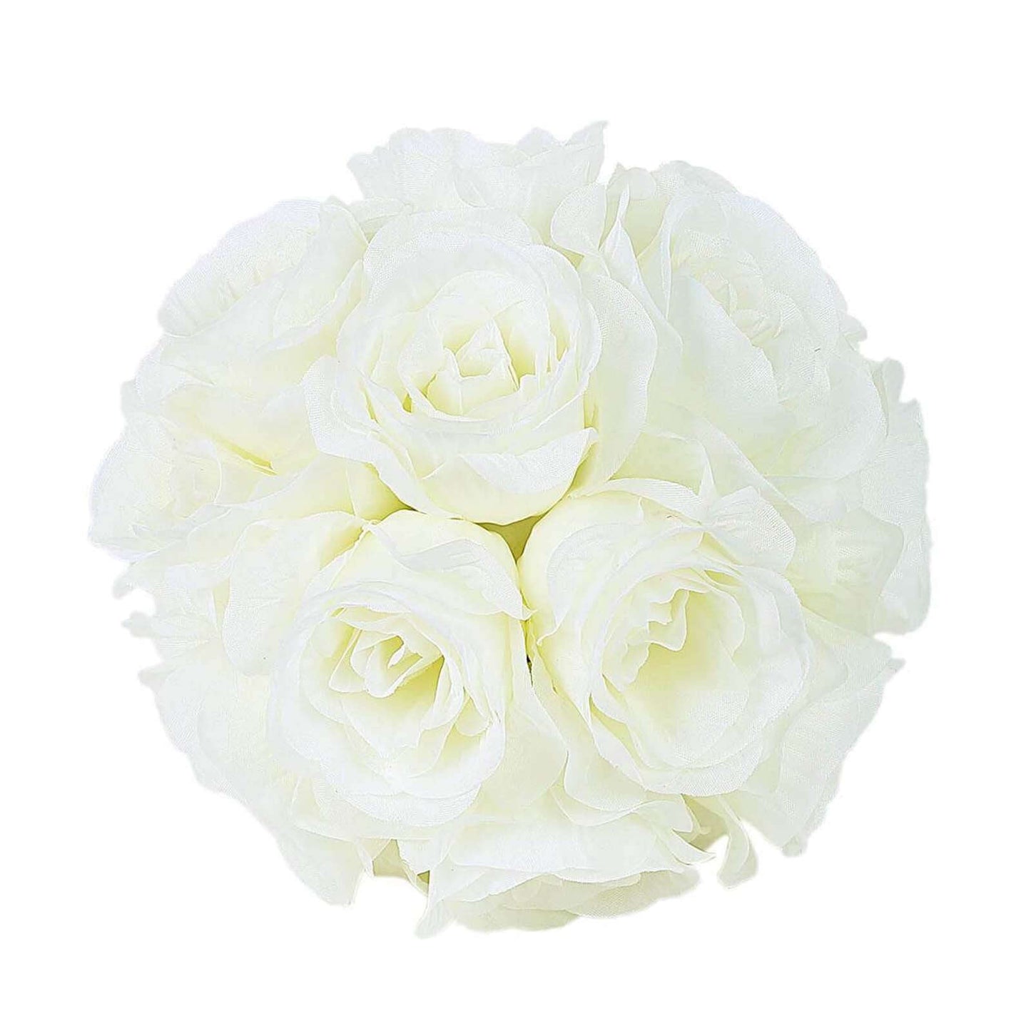 2 Pack 7" Cream Artificial Silk Rose Kissing Ball, Faux Flower Ball