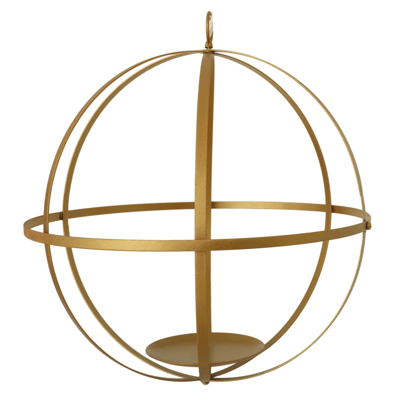 Hanging Sphere Candle Holder Gold Wrought Iron Open Frame Floral Display - Centerpiece Ball 12" - Linen Luxes