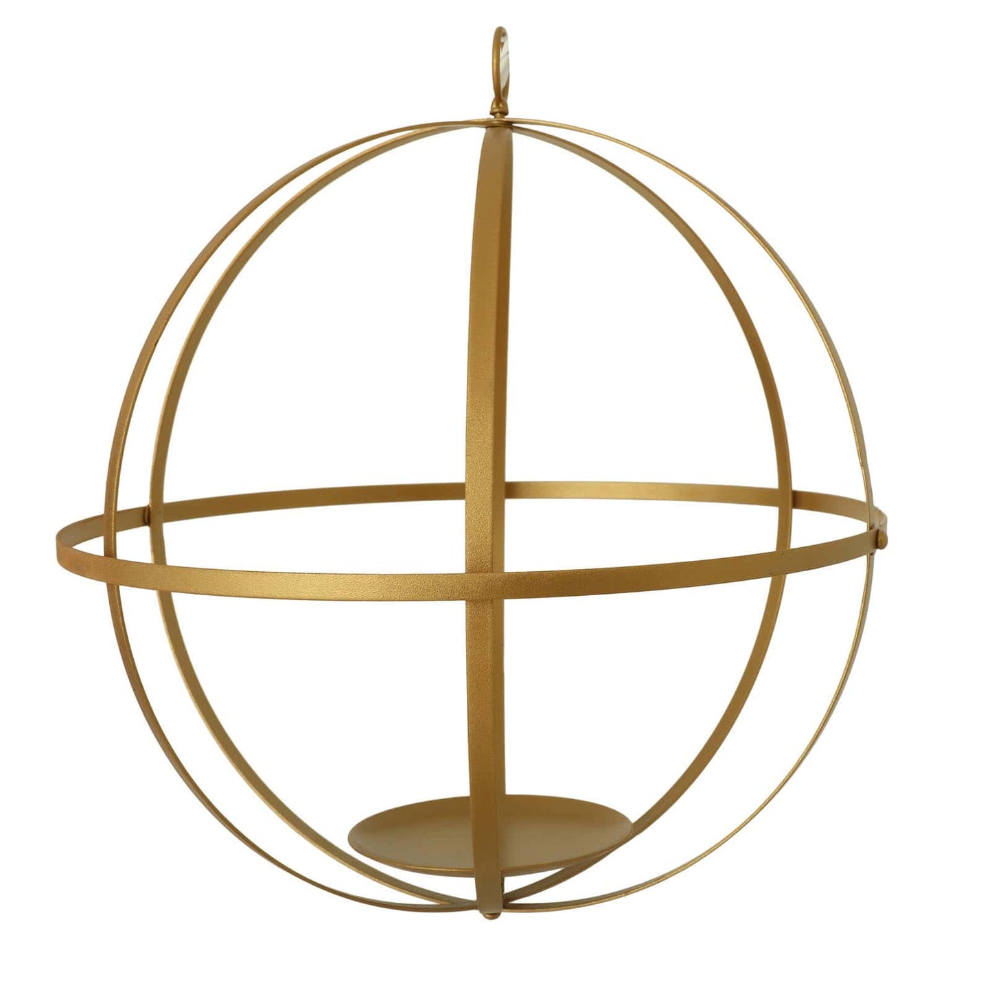 Hanging Sphere Candle Holder Gold Wrought Iron Wedding Decorative Ball - Centerpiece 18" - Linen Luxes