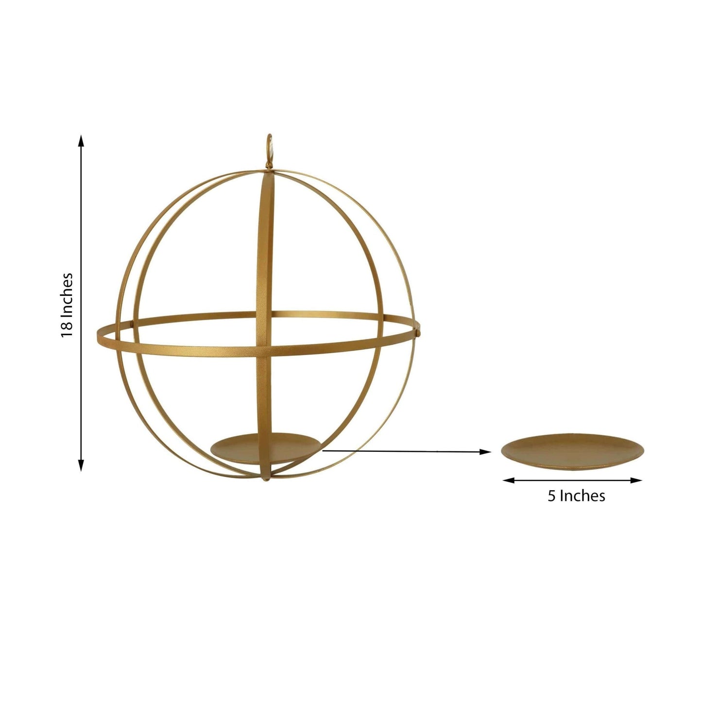 Hanging Sphere Candle Holder Gold Wrought Iron Wedding Decorative Ball - Centerpiece 18" - Linen Luxes