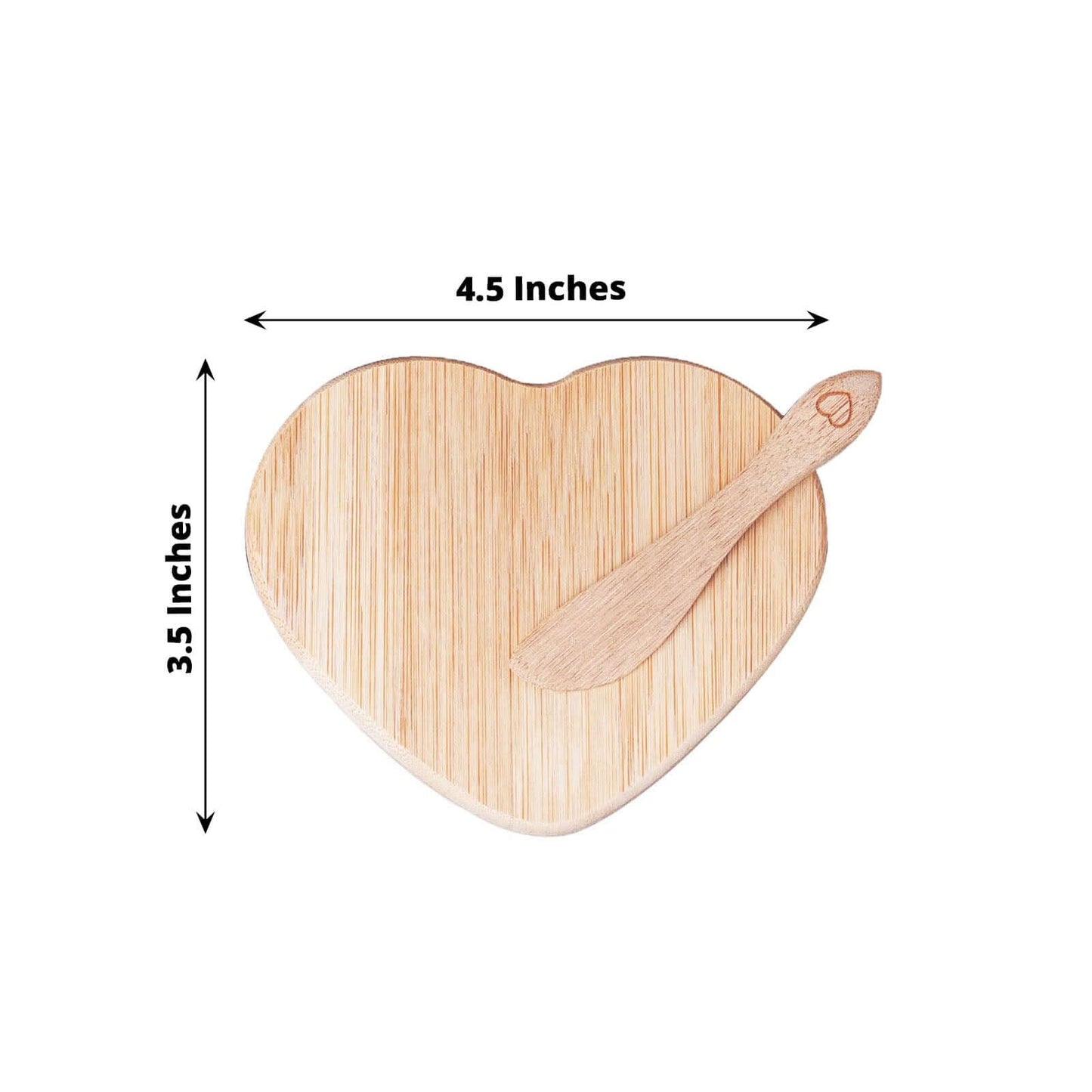 Heart Shaped Bamboo Brie Cheese Board and Knife Set Party Favor with Clear Gift Box, Ribbon & Thank You Tag - Linen Luxes
