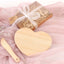 Heart Shaped Bamboo Brie Cheese Board and Knife Set Party Favor with Clear Gift Box, Ribbon & Thank You Tag - Linen Luxes