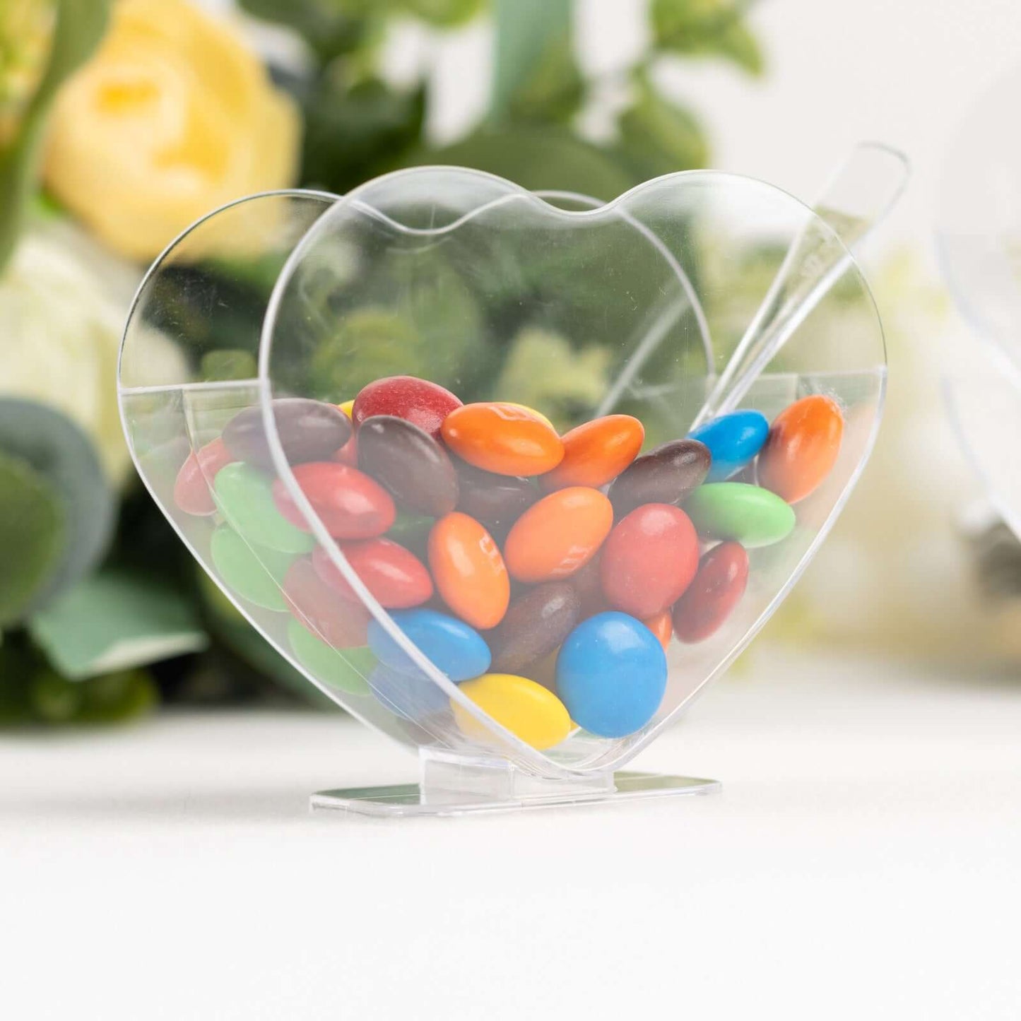 24-Pack Plastic Dessert Parfait Cups Heart-Shaped Clear with Spoons - Reusable and Disposable 2oz