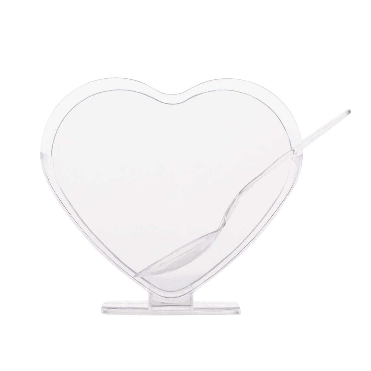 24-Pack Plastic Dessert Parfait Cups Heart-Shaped Clear with Spoons - Reusable and Disposable 2oz