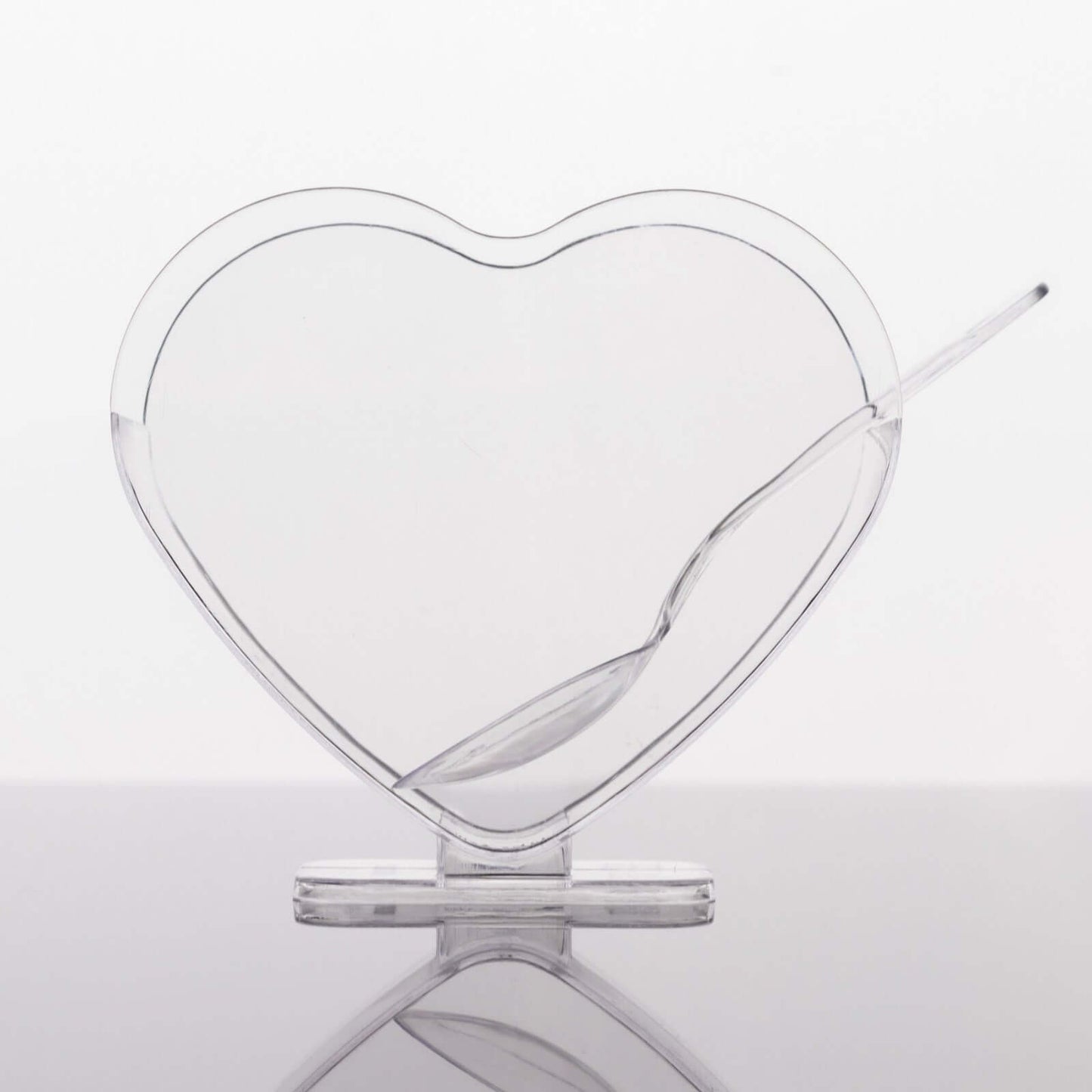 24-Pack Plastic Dessert Parfait Cups Heart-Shaped Clear with Spoons - Reusable and Disposable 2oz