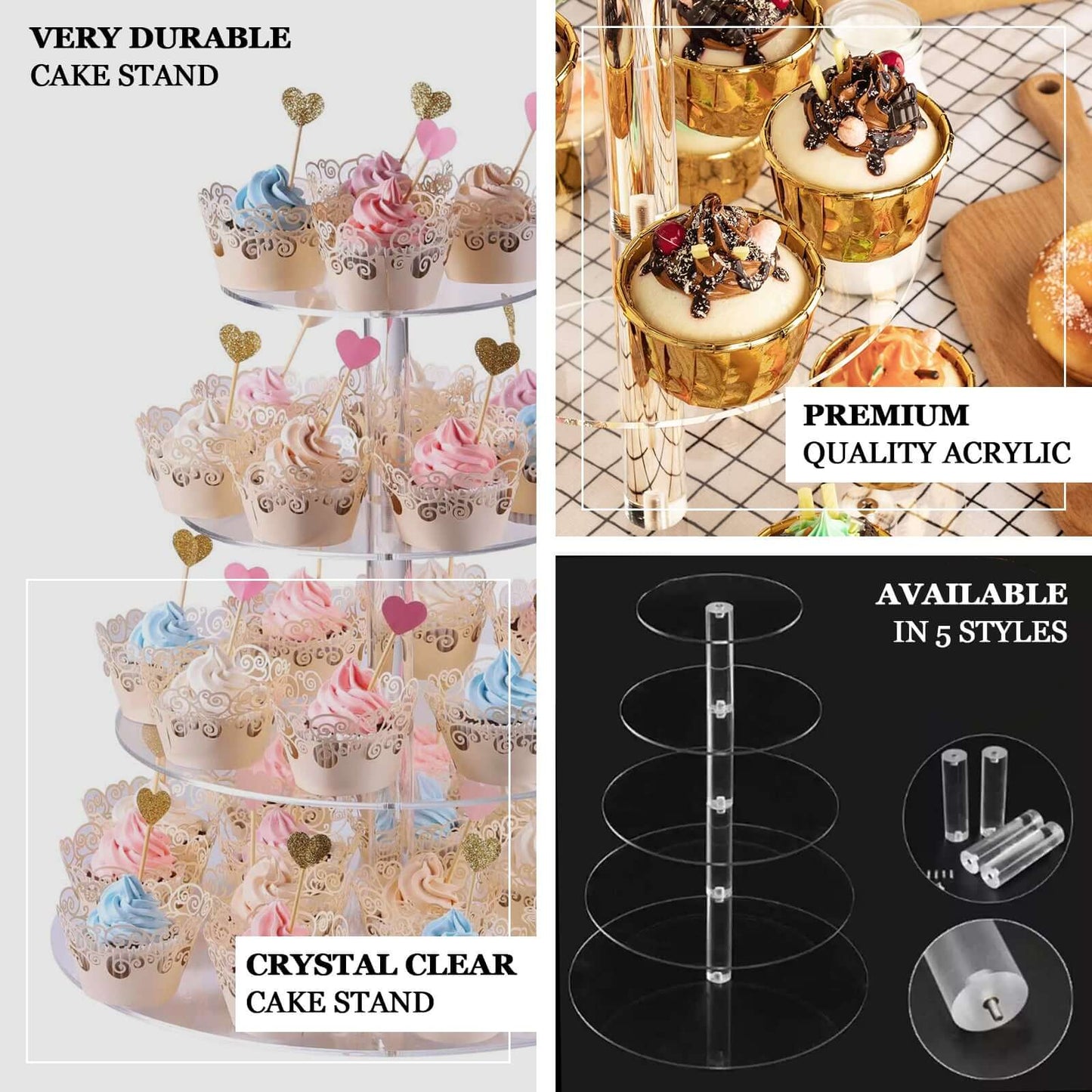 7-Tier Acrylic Round Cupcake Stand Clear & Catering Displays 26"