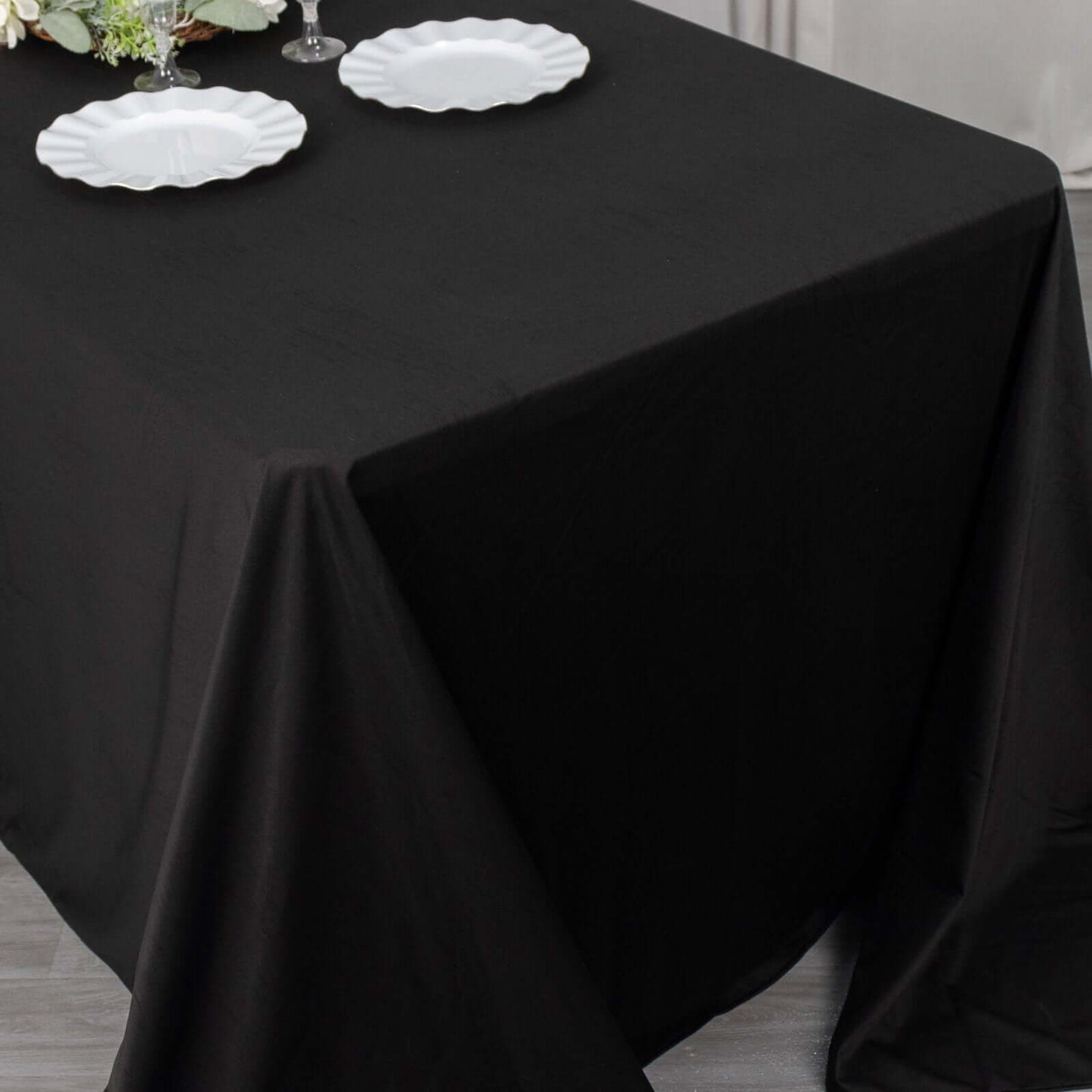 Scuba Rectangular 90"x156" Tablecloth Black - Wrinkle Free, Stain Resistant & Seamless Table Cover for Weddings and Parties