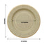 25-Pack Paper 8" Round Dessert Plates in Khaki Sunray Design with Gold Rim - Disposable Heavy Duty 350GSM Appetizer Salad Plates