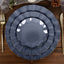 10-Pack Plastic Round 6" Dessert Plates in Navy Blue Ruffled Rim with Gold Edging - Sturdy Disposable Salad Appetizer Dinnerware