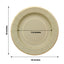 25-Pack Paper 10" Round Dinner Plates in Khaki Sunray Design with Gold Rim - Disposable Heavy Duty 350GSM Party Plates
