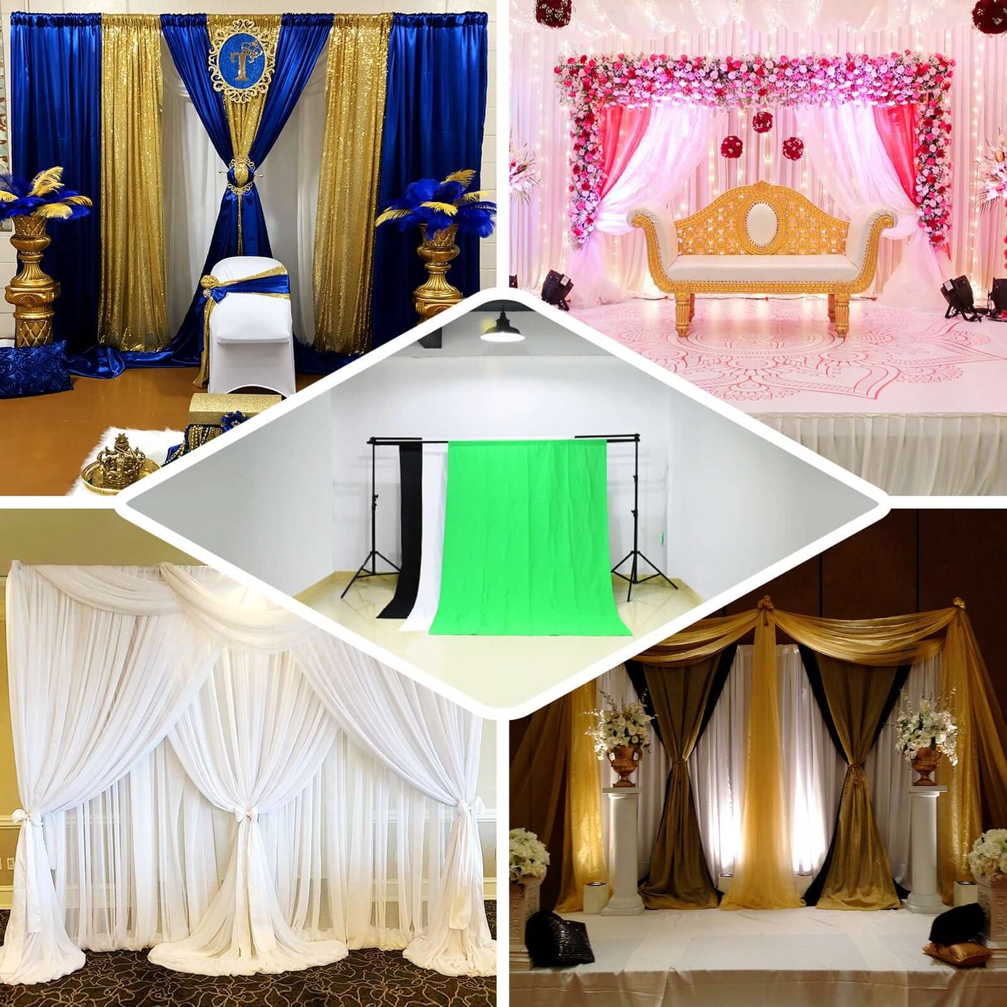 8ftX10ft Metal Triple Crossbar Adjustable Photography Backdrop Stand