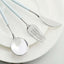 24-Pack Plastic Flatware Set in Silver with Light Blue Handle - Heavy Duty Disposable Modern Silverware 8"